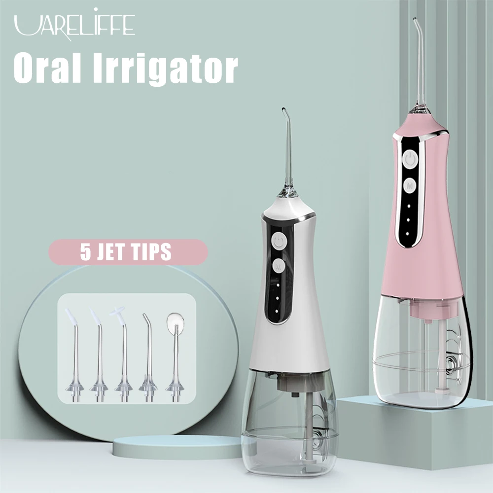 

Uareliffe Oral Irrigator 3 Modes Rechargeable Water Flosser 350ML Water Tank Dental Water Jet Portable Waterproof Teeth Cleaner