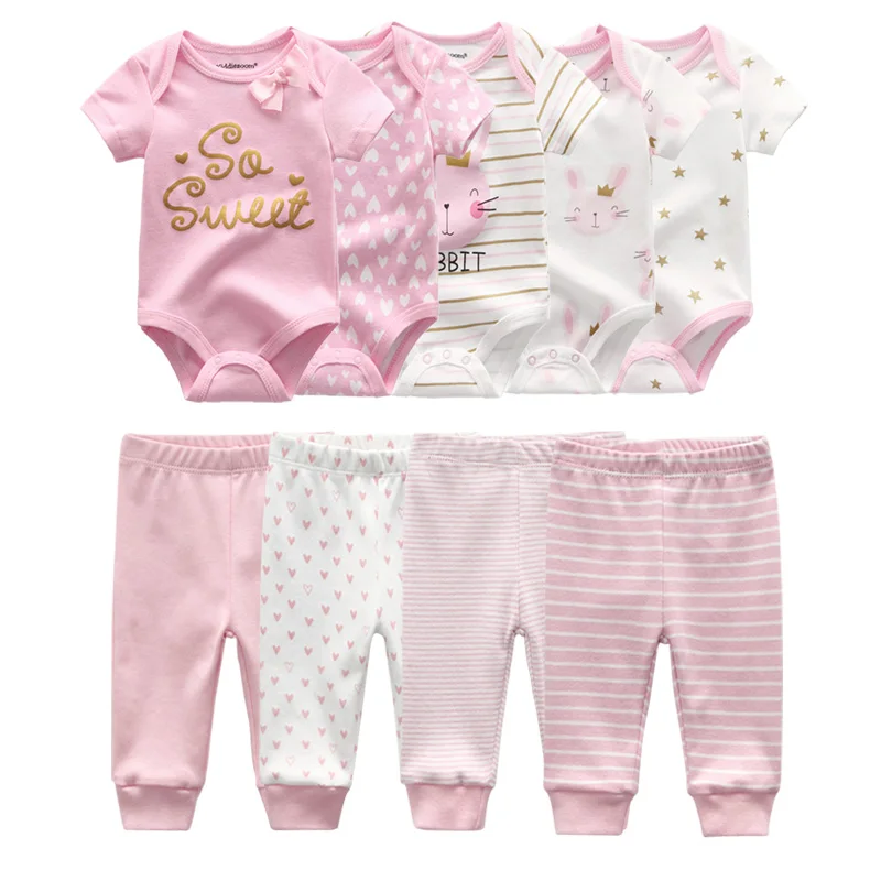 2021 Solid Bodysuits+Pants Clothing Sets Baby Girl Clothes Unisex Newborn Boy Girls Cotton 0-12M Roupa de bebe | Детская одежда и