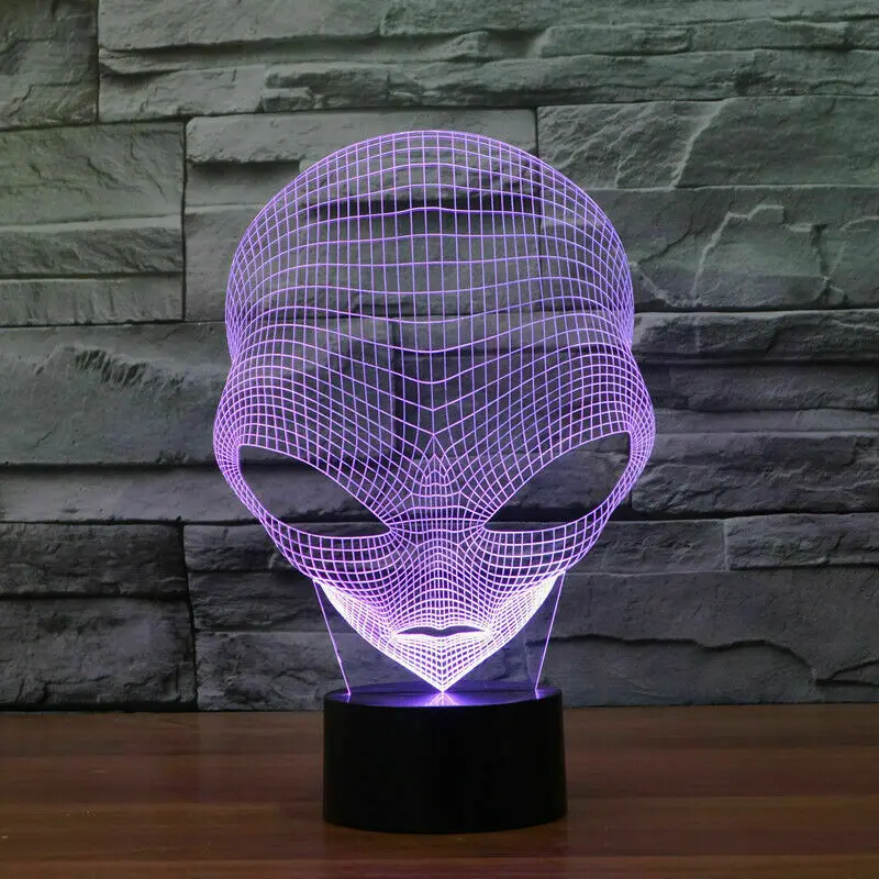

87*87*43mm UFO-Pattern 3D Acrylic ET Martian Alien 7-Color Changing LED Table Lamp Night Light Touch Switch 5V