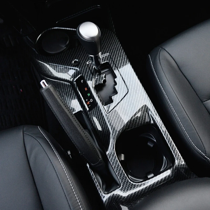 

3PCS Carbon Fiber Gear Shift Panel Trim Water Cup Holder Cover Gear Frame Sticker for Toyota RAV4