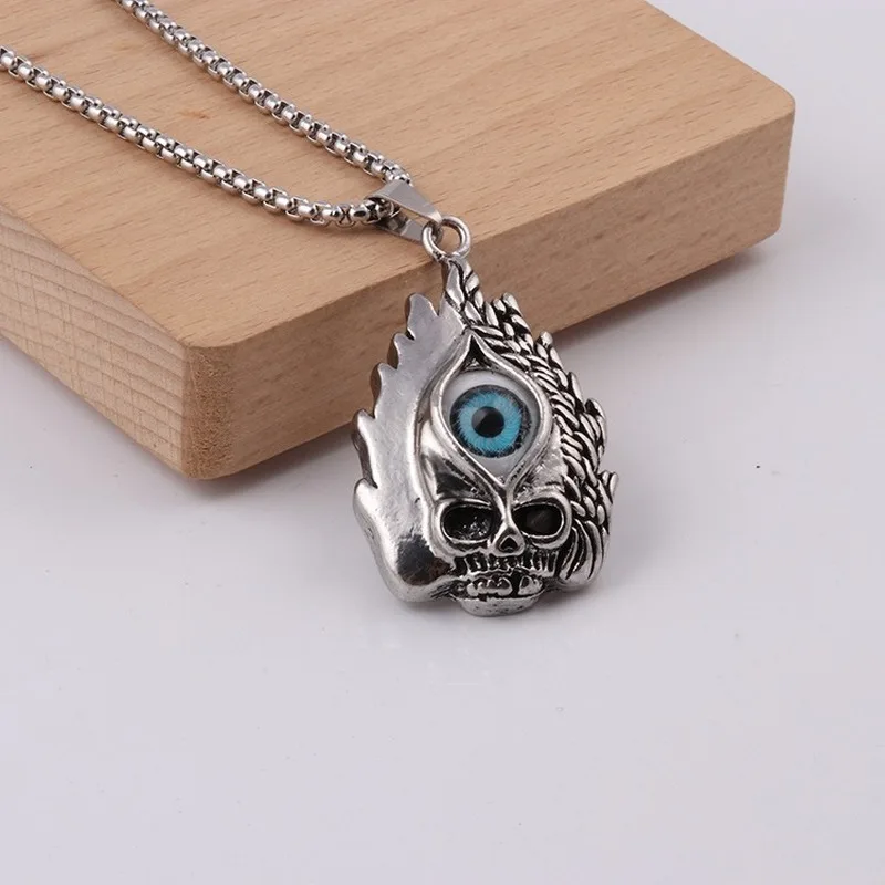 Тренд мужской личности пламя череп голова ожерелье с кулоном в ретро-стиле