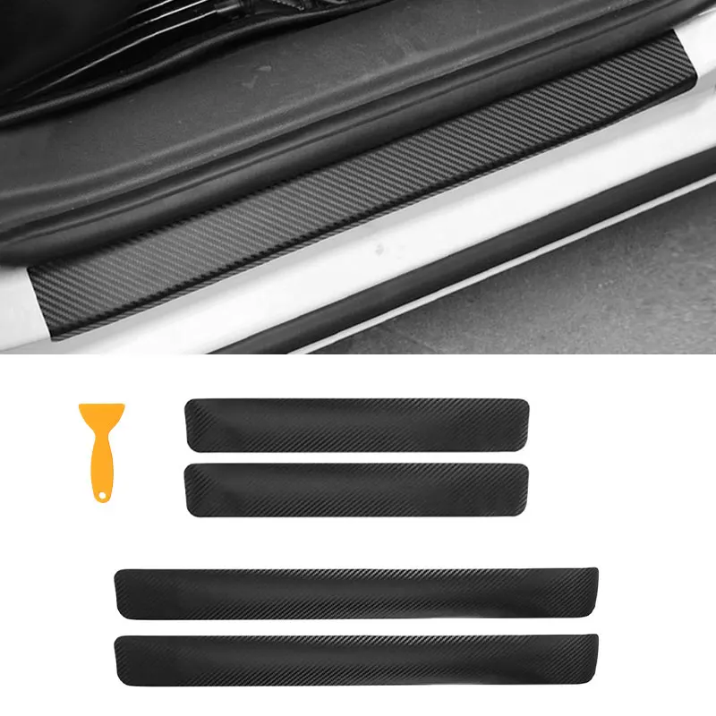 VODOOL 4 шт. углеродное волокно универсальный автомобильный порог Потертость не