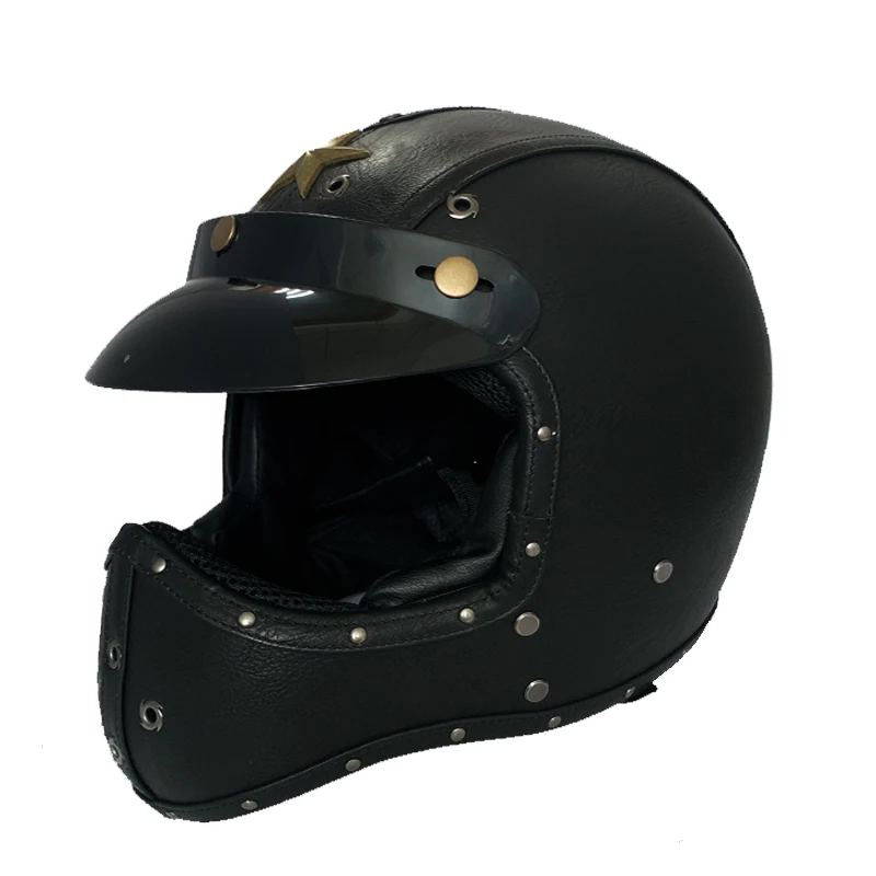 Мотоциклетный шлем из искусственной кожи классический мотоциклетный с точками