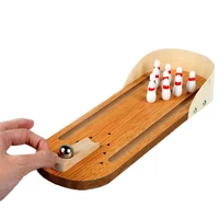 desktop mini bowling game set for kids adults montessori wooden board games indoor bowling toy classic desk ball board kids toy