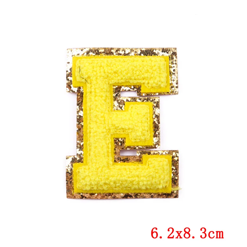 Желтые блестки искусственная вышивка нашивка на одежду нашивки с английскими