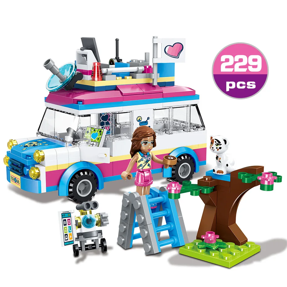 Friends Series Heart Lake City Girls Club Street Model Building Blocks Pink Cake Cafe Blue Camper Friend Toys Block Size Warning | Игрушки и
