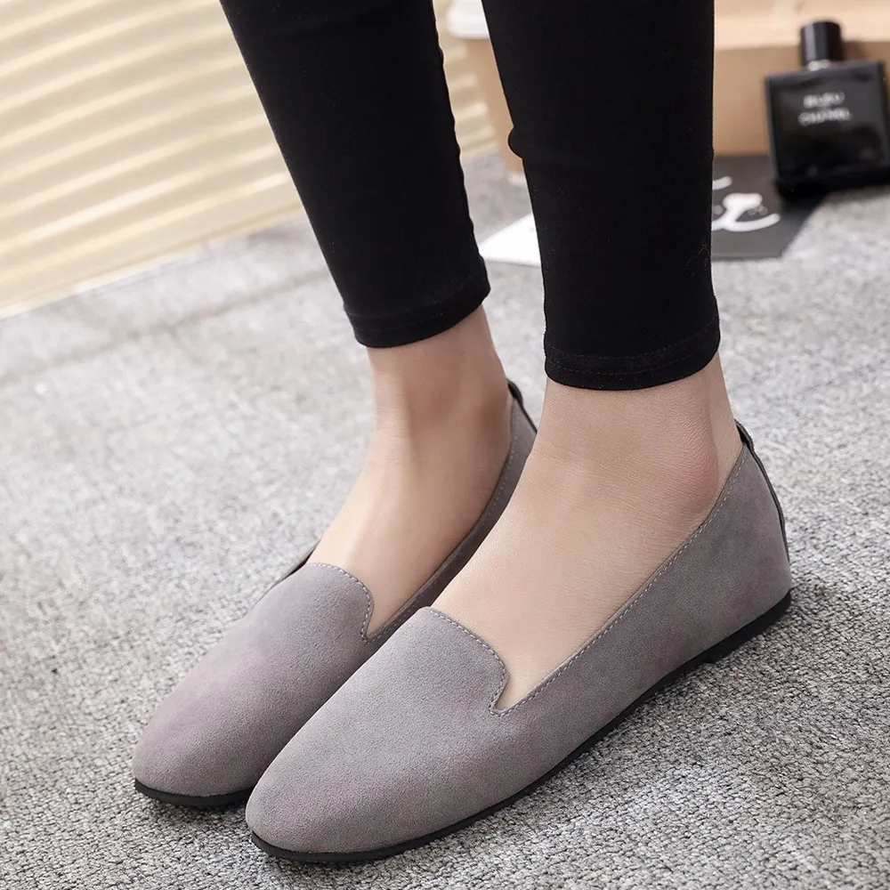 Женская обувь однотонные удобные повседневные тонкие туфли на плоской подошве