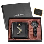 Мужские кварцевые наручные часы с кошельком, подарочный набор с кармашком для карт, новые часы, Подарочная коробка для сынапарнямужа, подарки на день рождения