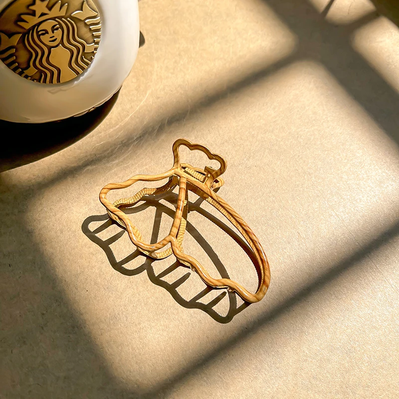 Кофейный полый металлический зажим для волос заколка-краб заколка женщин