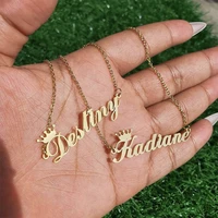custom name necklace for women personalized gold color chains stainless steel crown choker necklace bff jewelry collares mujer