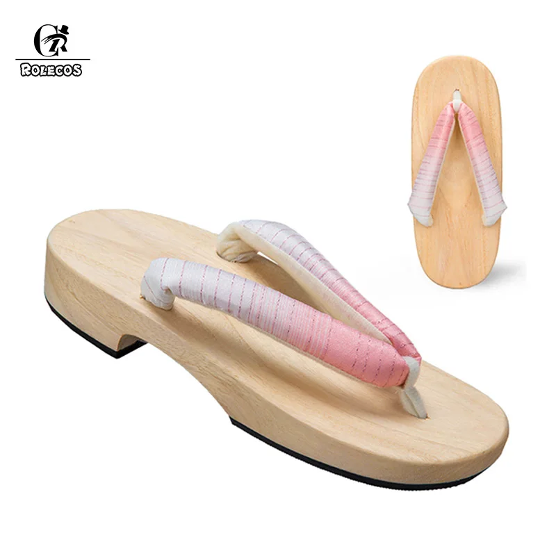 Light Pink Rolecos аниме Косплэй; обувь в стиле «Лолита Традиционная японская обувь на деревянной подошве; клоги Костюмы для косплея сауна спа дома пляжная одежда шлепанцы на плоской подошве - Цвет: Light Pink