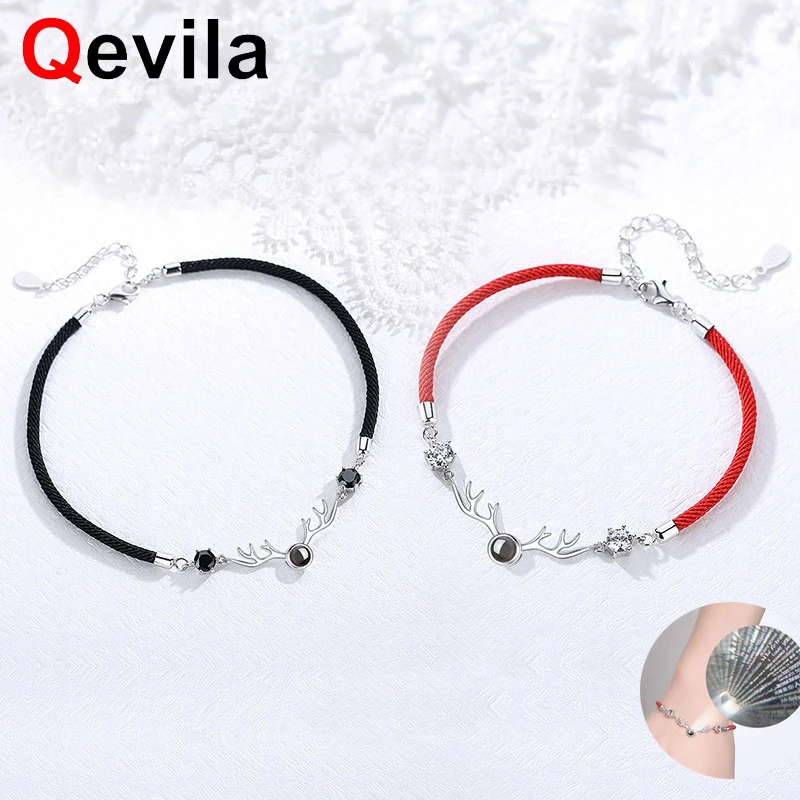 Qevila модные Браслеты ювелирные изделия 100 языков I love You Циркон счастливая веревка