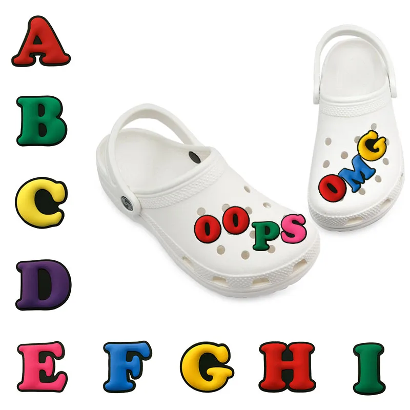 1 шт. красочные заглавные буквы ПВХ обувные патчи для обуви пряжки аксессуары