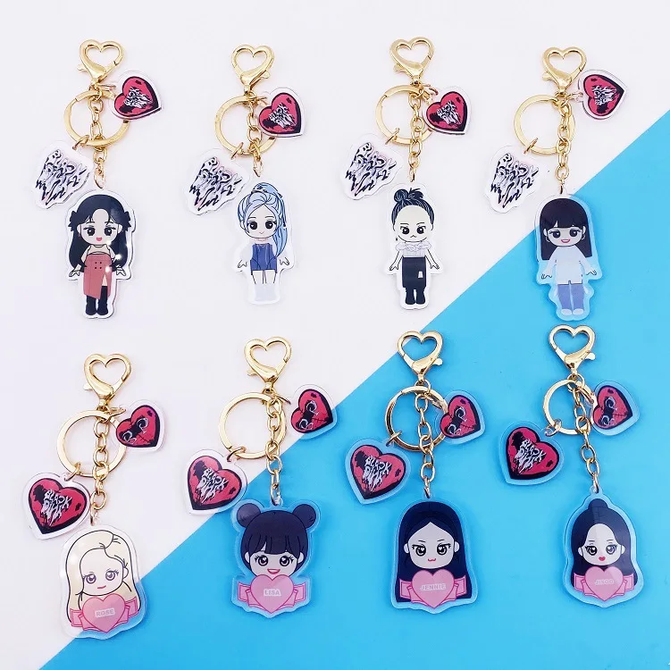 Металлический брелок JISOO LISA ROSE JENNIE с мультяшным рисунком Модный милый маленький