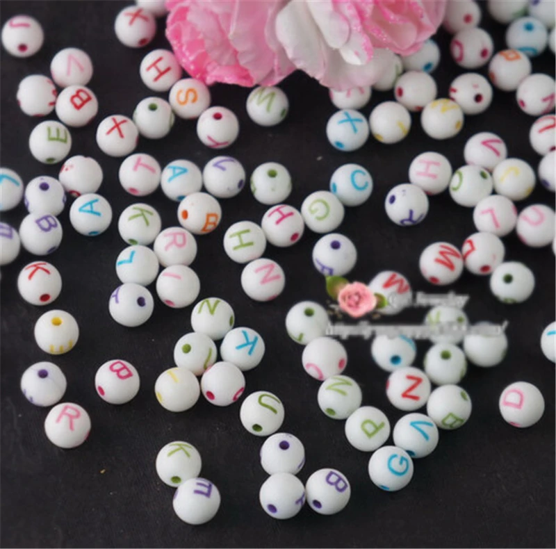 Kids DIY Acrylic Crafts Beads Bracelet Making Handmade Loom Bands Alphabet Letters Round Balls 8mm About 200Pcs/Bag | Украшения и