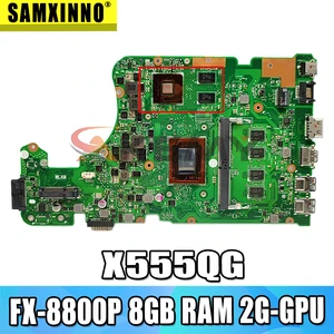 akemy for asus x555yi x555ya x555d a555dg x555qg x555y notebook mainboard motherboard fx 8800p cpu 8gb ram 2g gpu tested full ok free global shipping