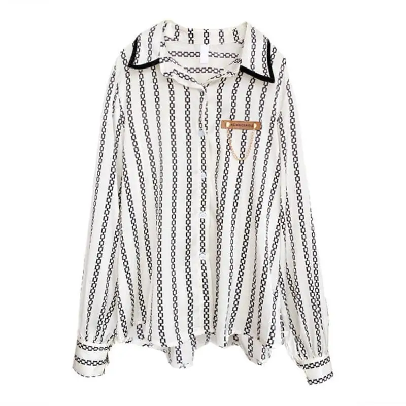 

French city light fashion Blouse Woman 2021 early spring new style British style stripes Chiffon Blouse