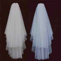 white ivory elegant bridal veils 2 layers with comb cut edge soft net wedding veil wedding accessories veu de noiva