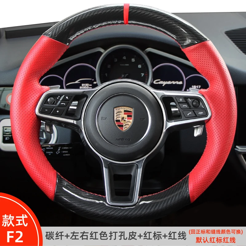 

Для Porsche Cayenne Panamera Macan 911 Cayman роскошное углеродное волокно замша кожа ручная работа чехол рулевого колеса автомобиля