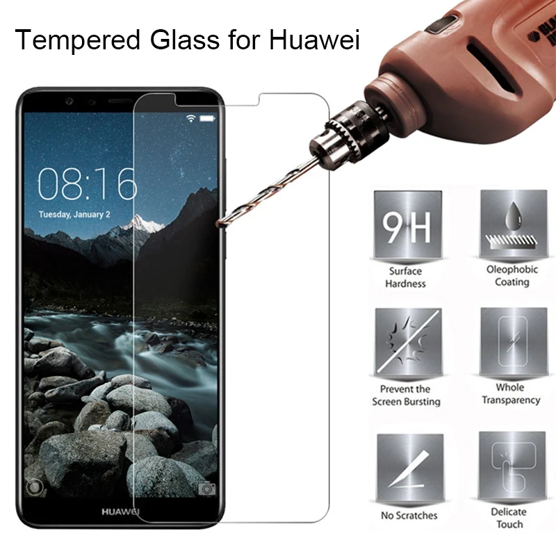 Защитное стекло для Huawei Y7 2019 Y9 протектор экрана Y6 Pro закаленное Y5 Prime защитная