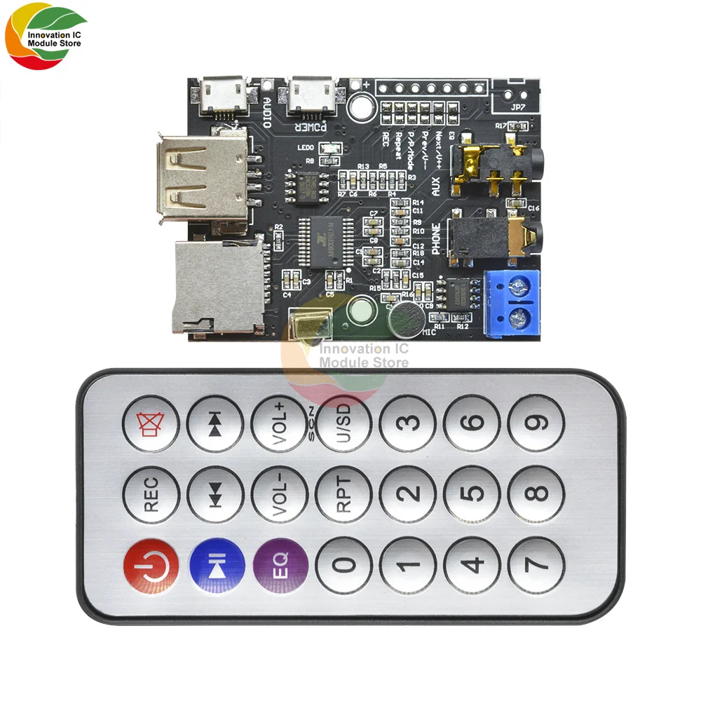 Плата усилителя Ziqqucu MP3 WMA WAV декодер с Micro USB 5 В 2 Вт TF карта U диск аудио AUX ИК пультом