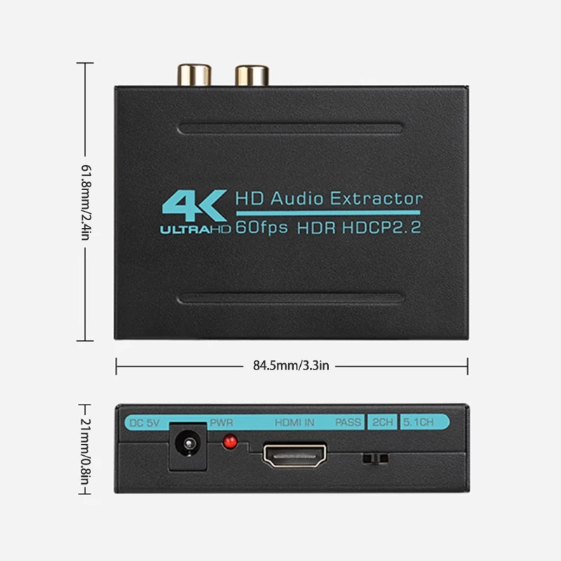 Аудио экстрактор 4K 60 Гц совместимому с HDMI к оптический SPDIF преобразователь