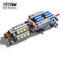 technical sequential gearbox 6 speeds matched with v16 cylinder engine moc building bricks kit blocks diy mechanical group toys