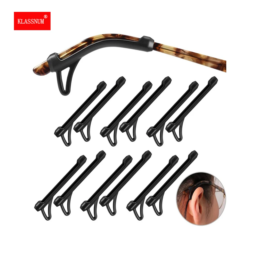 Заушники для очков противоскользящие силиконовые солнцезащитных дужек черные