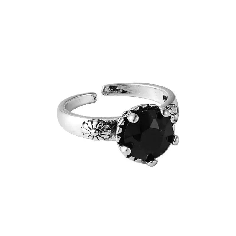 

XIAOBOACC Adjustable Rings for Women Korean Fashion Hip-Hop Black Peach Heart Opening Finger Rings Dropshipping