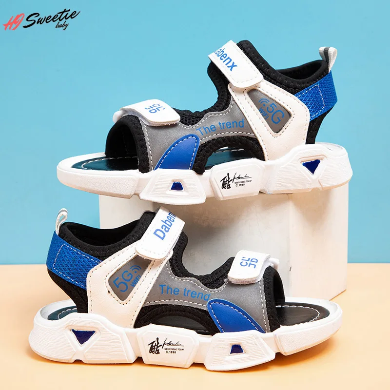 

Boy Girl Sandals for Children New Korean Version Summer Solid Soft-soled Middle-aged Boys Student Sports Beach Shoes