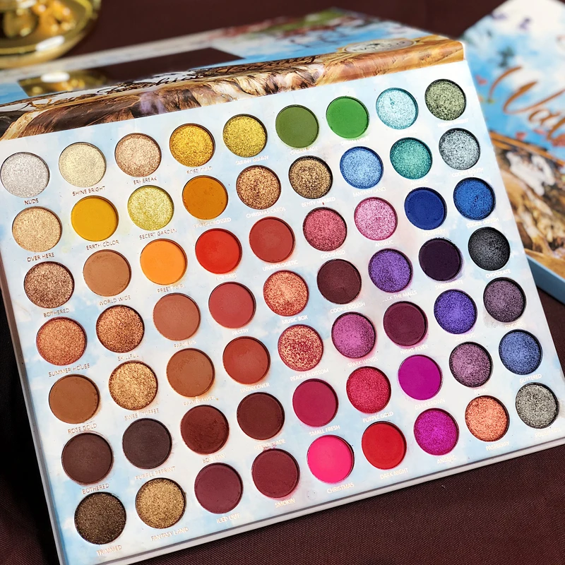 2019HOT цветные тени для глаз Палитра 63 Цвета Матовая Мерцающая яркая Палетка теней
