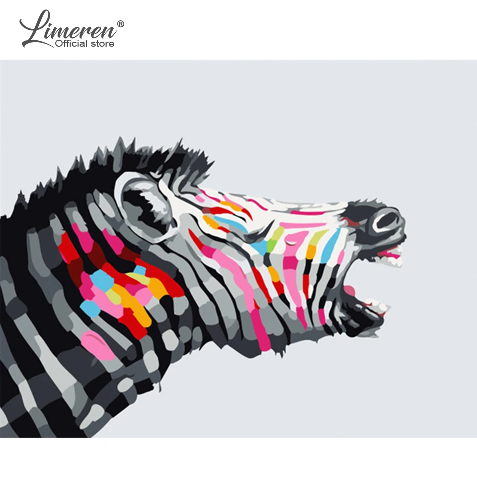 Абстрактная DIY рамка масляная краска Раскрашивание по номерам красочная Зебра