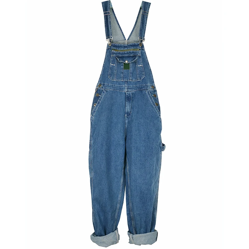 

Loose Fit Jeans Men Denim Bib Overalls Men's Work Wear Blue Jumpsuit Strap Suspender Straight Cargo Pants Big Plus Size 30-44 46