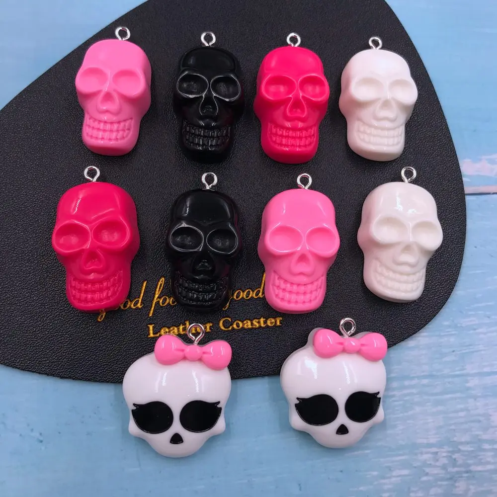 10pcs Resin Cute Skull Pendant Charms for Earring Scrapbooking DIY Making Necklace Embellishment |