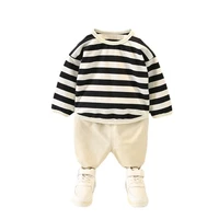 new autumn toddler striped casual costume fashion children boy t shirt pants 2pcssets kids sportswear spring baby girls clothes