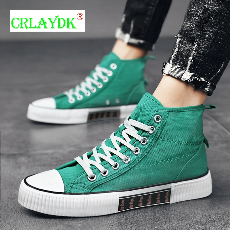 

Кроссовки CRLAYDK высокие классические, модная холщовая спортивная обувь для ходьбы, на шнуровке, Удобная Повседневная дышащая теннисная обув...