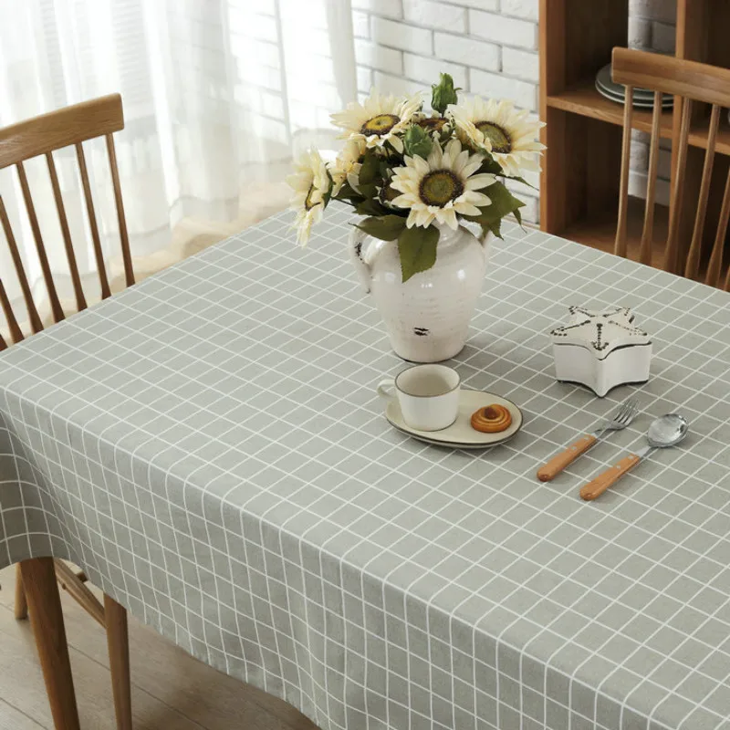 Plaid Series Geometric Patterns Printed Cotton Linen Fabric DIY Sewing Linen Cotton Fabric Canvas Material Tablecloth Pillowcase