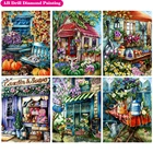 Алмазная 5D картина сделай сам с кленовыми листьями, квадратнымикруглыми цветами, наборы для алмазной живописи, пейзаж, хризантемы, алмазная вышивка, домашний декор, подарок