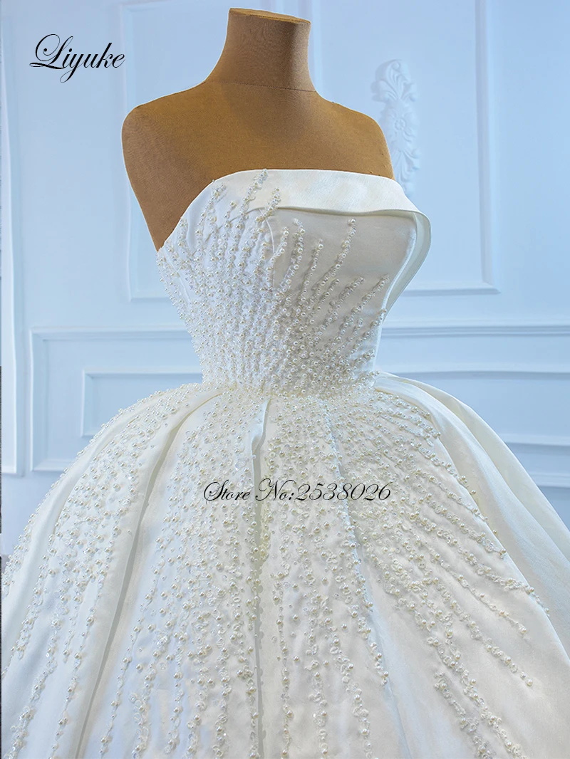Liyuke изысканное бальное платье без рукавов с вырезом лодочкой свадебное