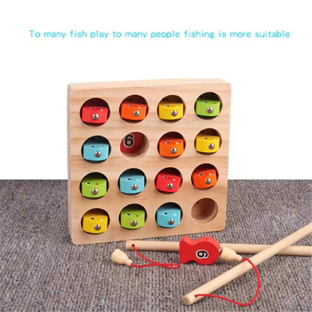 Деревянный Рыболовный набор магнитная игра для рыбалки мелкий мотор игрушка