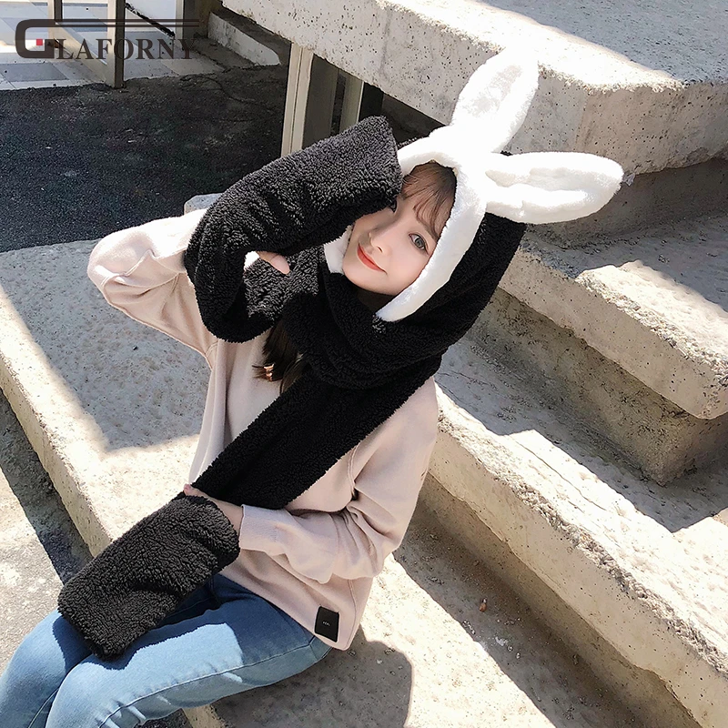 2019 осенне зимняя шапка шарф перчатки Комплект из трех предметов женский