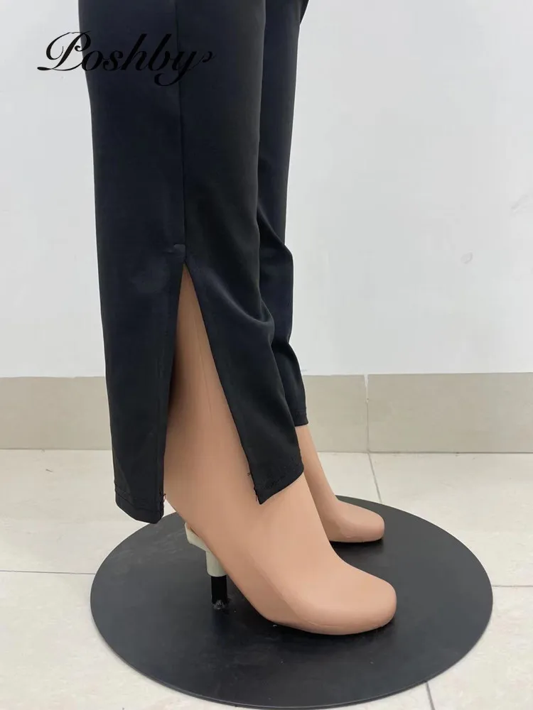 

Poshby Solid Irregular Short Sleeve T-Shirt+Split Pants Two Piece Sets Casual Fashion Street Style Women Clothing Spring Summer