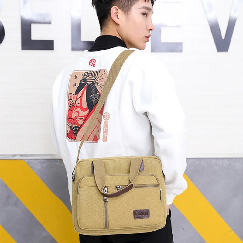 Business Men Canvas Briefcase Women Fashion Travel Bag Male Messenger Crossbody Bags Shoulder Bags Pack School Bags XA507F