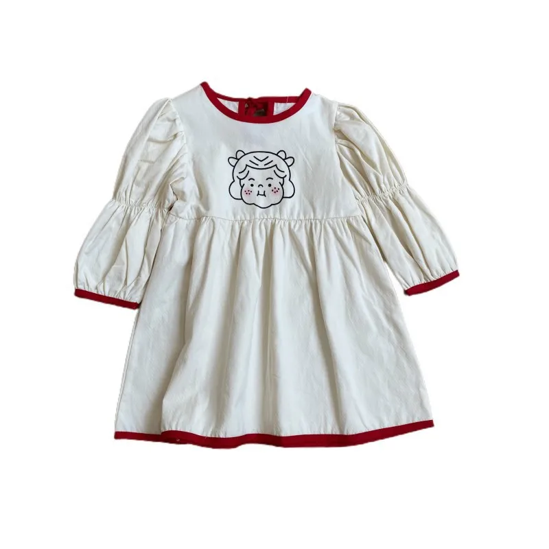 

Girl Baby Print Clothes 2021 Autumn New Korean Trendy Children's Fashion Long-Sleeved Princess Dress