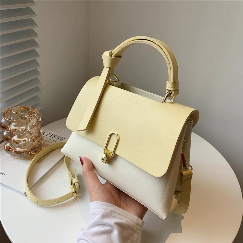 

Burminsa Trendy Two Tone Flap Small Women Handbags Unique Design Turn Lock High Quality Work Ladies Shoulder Crossbody Bags 2021