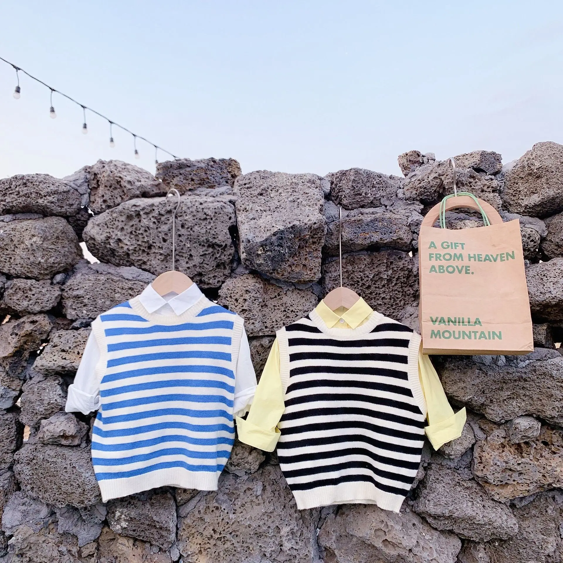 Вязаные жилеты в полоску без рукавов для мальчиков и девочек Детские хлопковые