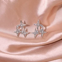 lolita jewelry cold wind diamond studded four pointed star fashion simple dinner temperament earrings