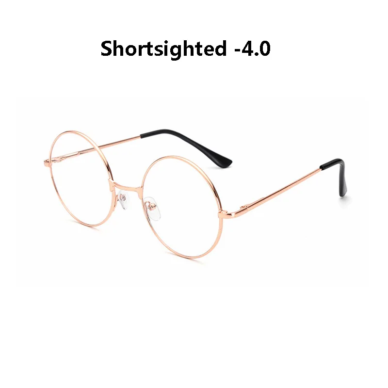 rose gold myopia 4.0 Zilead металлические очки близорукости круглые близорукие очки мужские и женские очки для близоруких с диоптрий-1.0to-4,0 - Цвет оправы: rose gold myopia 4.0