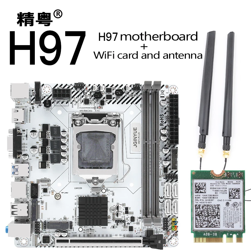 H97 материнская плата LGA 1150 набор Поддержка Intel Pentium/Core/ЦП Xeon DDR3 16G RAM M.2 NVMe с wifi картой