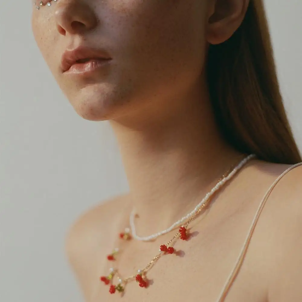 Женское винтажное многослойное ожерелье ZA элегантное цветное с фруктами